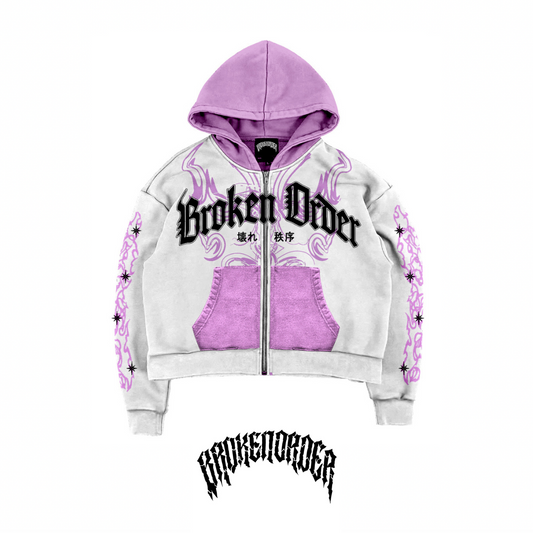 WHITE/LILAC ROYALTY ZIP-UP