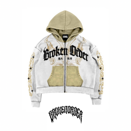 WHITE/GOLD ROYALTY ZIP-UP
