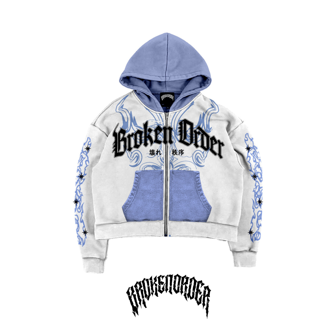 WHITE/BLUE ROYALTY ZIP-UP